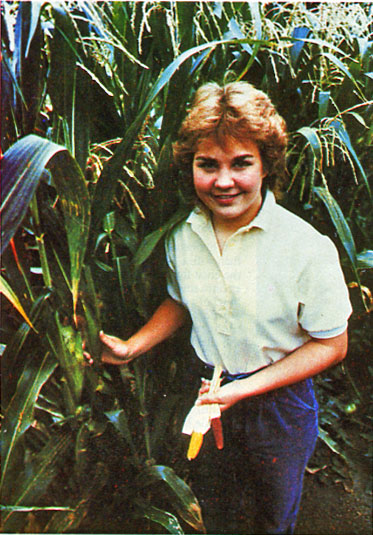 Shelly Hoff with her corn crop.